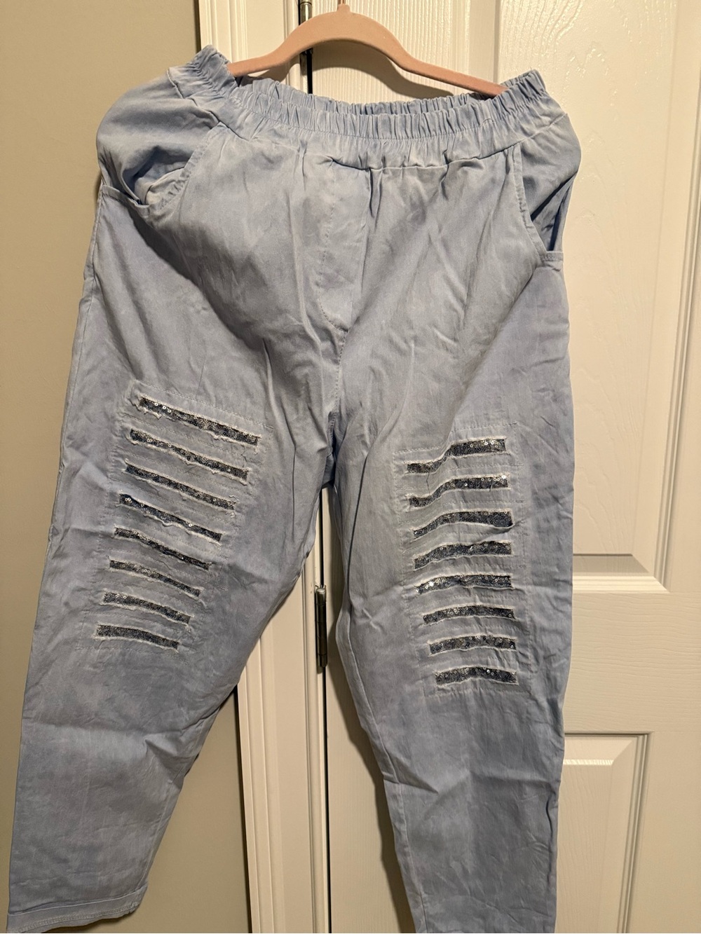 CHARLIE B Light Blue Denim Joggers